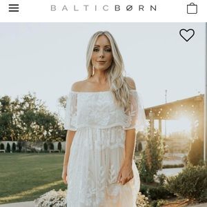 Baltic Born White Off-Shoulder Lace Dress
